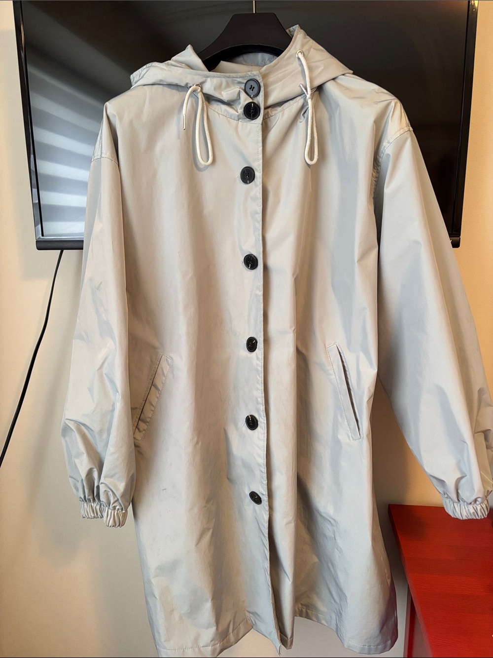 Light Gray Hooded Raincoat Jacket for Women